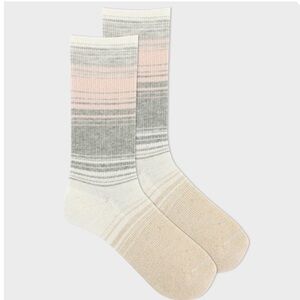⭐️ Men's Wool Blend Striped Crew Socks - Gray and Cream Size 4-10